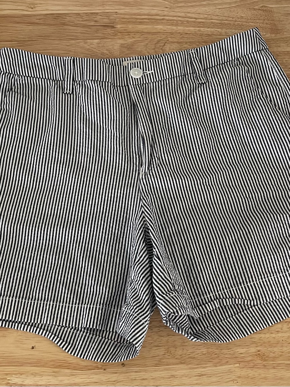 a new day white and navy striped shorts summer wardrobe 10